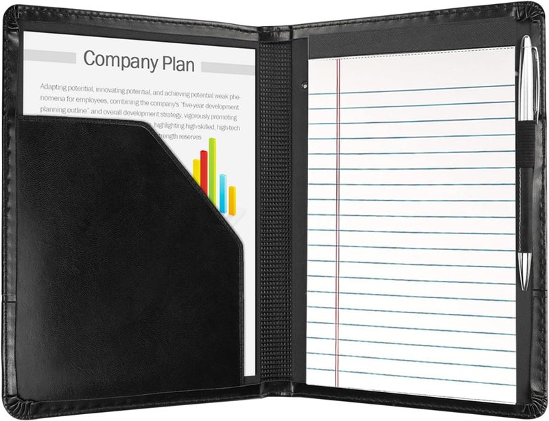 Konper Classic Padfolio/Junior Portfolio Folder Case, Business A5 Binder Organizer Notepad for Men Women, 5 x 8 Writing Pad Included,Black. - Image 2